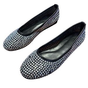 Black and Rhinestone Flats Women’s US 7
